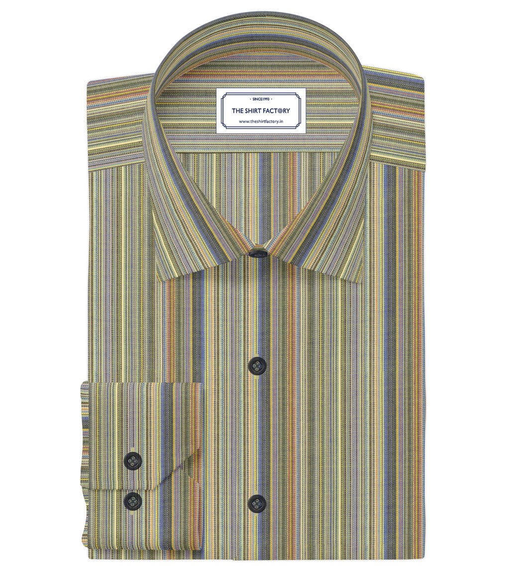 Custom Tailored Pure Cotton Multicolor Stripes Shirt CUS-10363