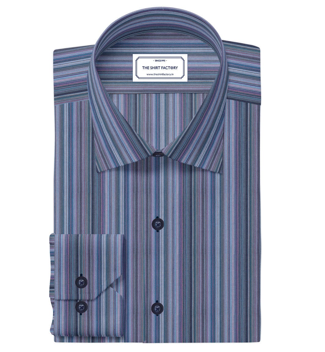 Custom Tailored Pure Cotton Multicolor Stripes Shirt CUS-10369