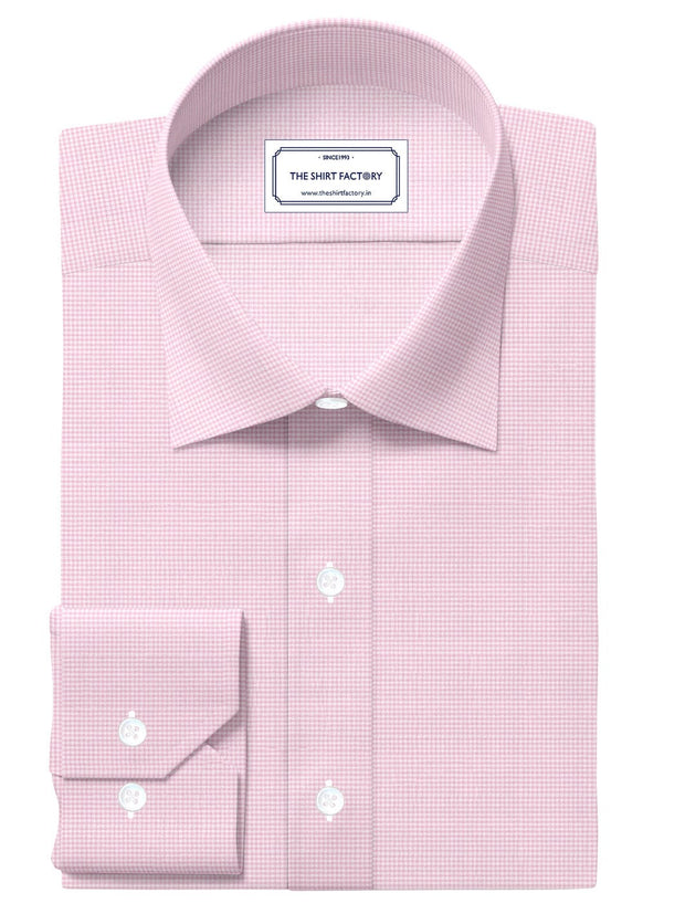 Customized Shirt Made to Order from Premium Giza Cotton Micro Checks Fabric Pink - CUS-10219