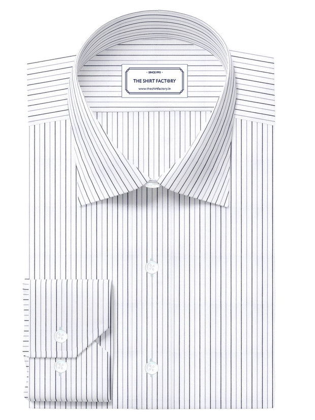 Customized Shirt Made to Order from Premium Giza Cotton Striped Fabric White - CUS-10218