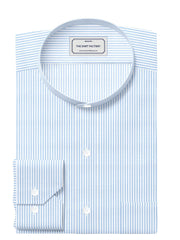 Customized Shirt Made to Order from Premium Giza Cotton Striped Fabric Light Blue - CUS-10204
