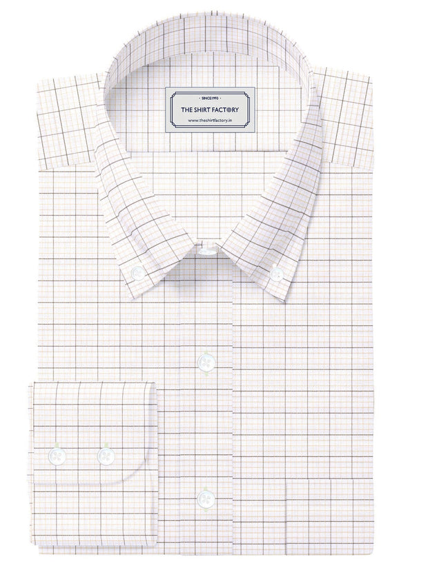 Customized Shirt Made to Order from Premium Giza Cotton Checks Fabric Light Beige - CUS-10206