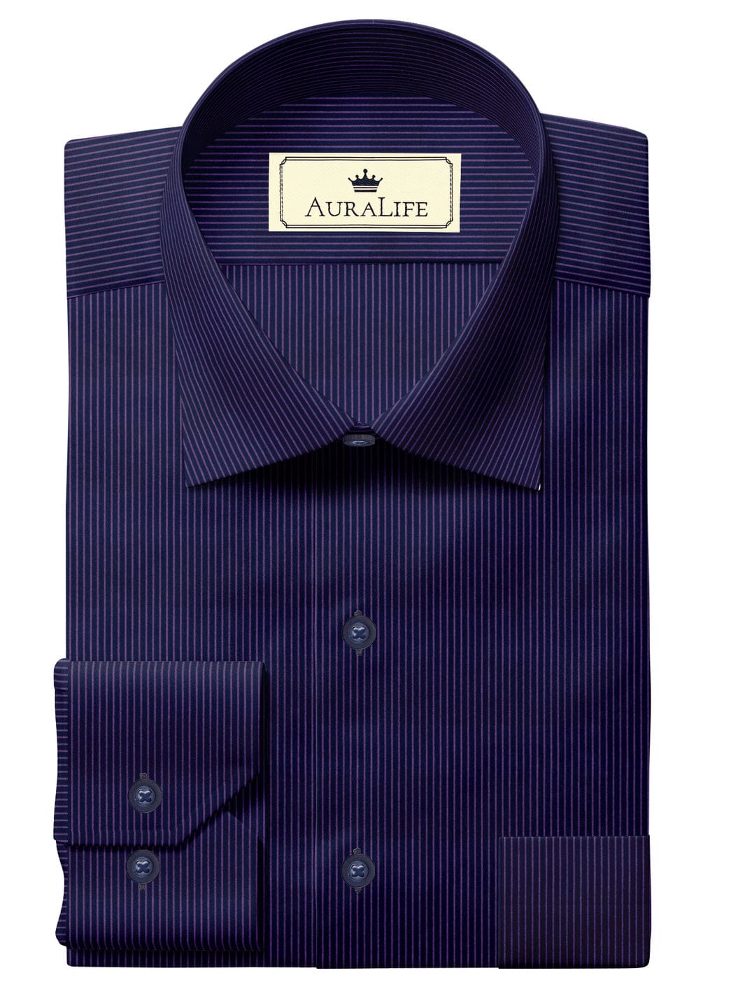 Custom Tailored Navy Blue Plain Cotton Shirt - CUS-1320
