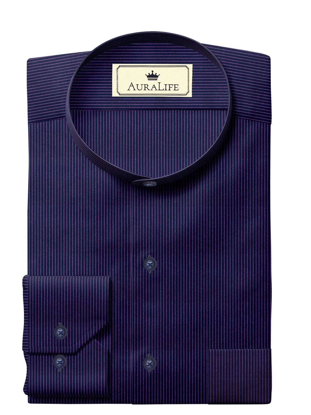 Custom Tailored Navy Blue Plain Cotton Shirt - CUS-1320
