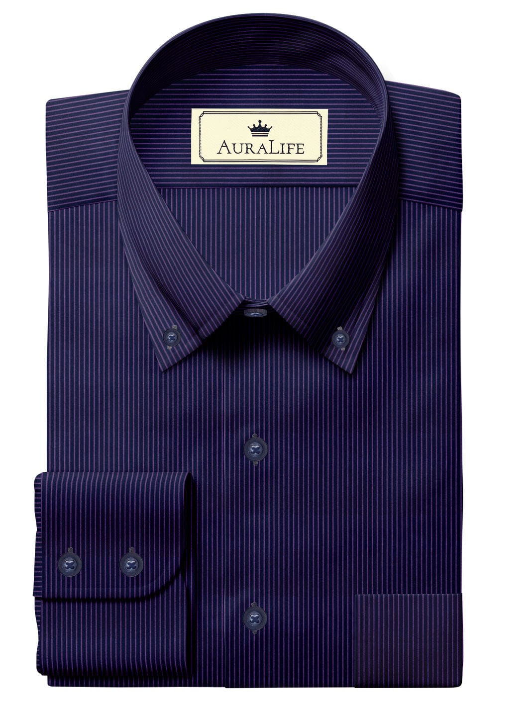 Custom Tailored Navy Blue Plain Cotton Shirt - CUS-1320
