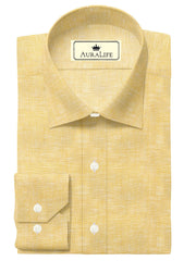 Customized Designer Shirt Made to Order from Premium Linen Cotton Yellow- CUS-10197