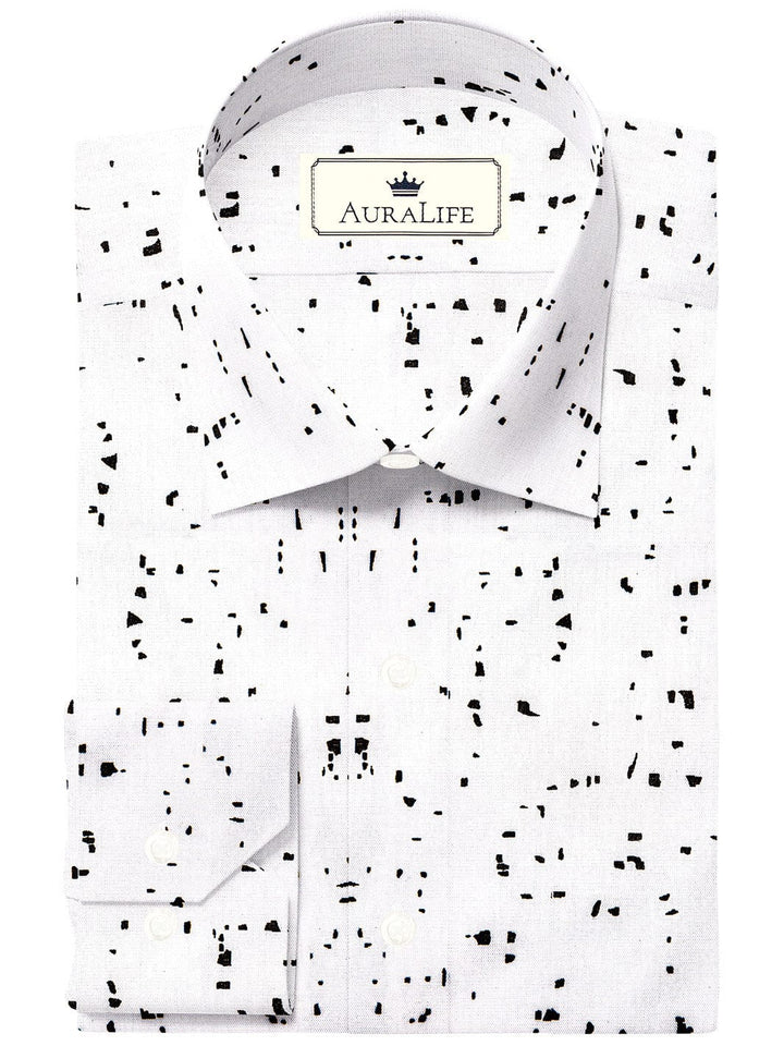 Men's Cotton White Printed Shirt (10416)