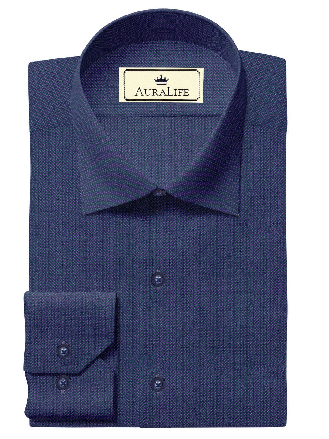 Custom Tailored Purple Blue Plain Cotton Shirt - CUS-10180