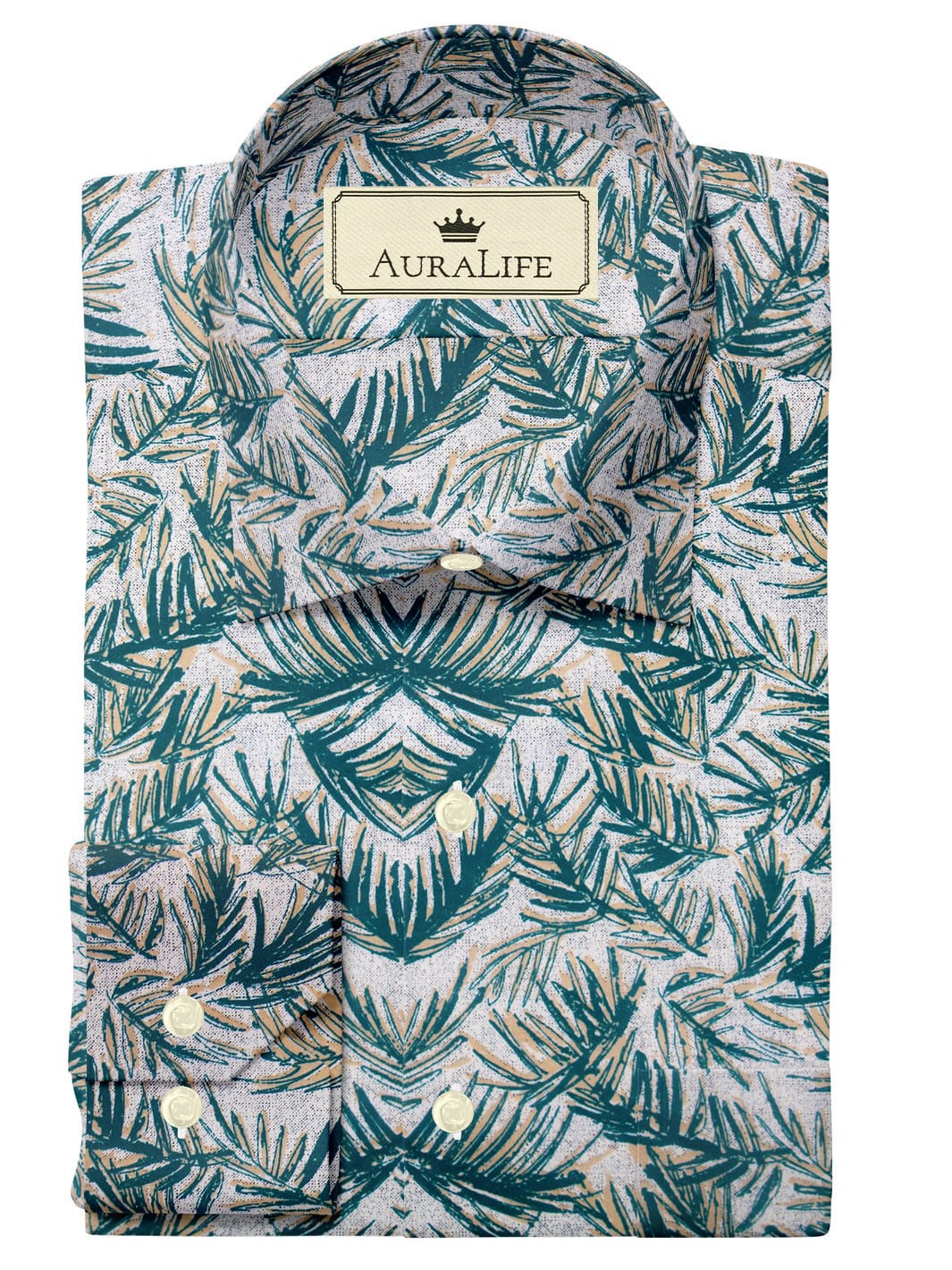 Custom Tailored Green Printed Cotton Shirt - CUS-10179