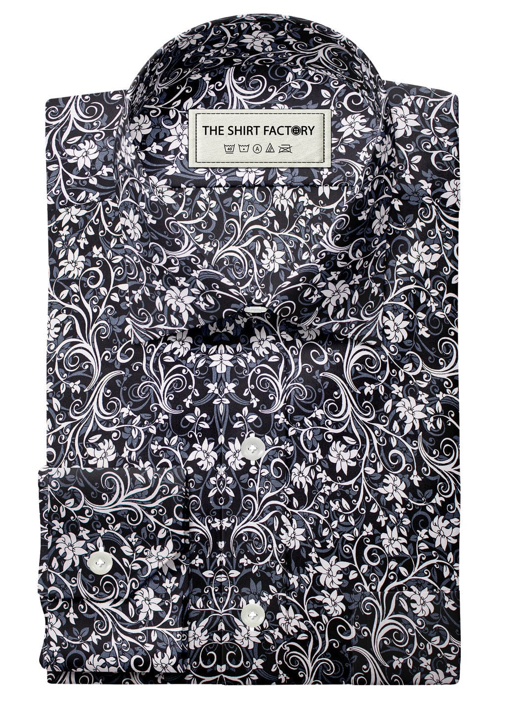 Custom Tailored Grey Printed Cotton Shirt - CUS-10433