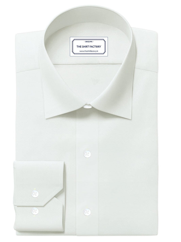 Custom Tailored Off White Plain Cotton Shirt - CUS-10307