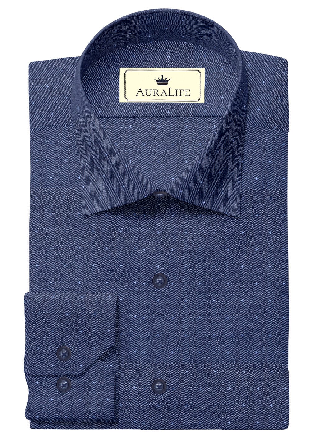 Custom Tailored Blue Printed Cotton Shirt - CUS-10027