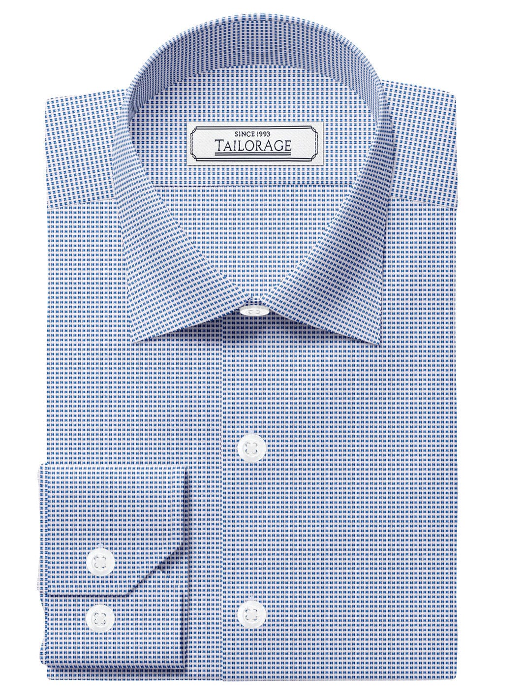 Custom Tailored Light Blue Pure Cotton Checked Shirt - CUS-10240