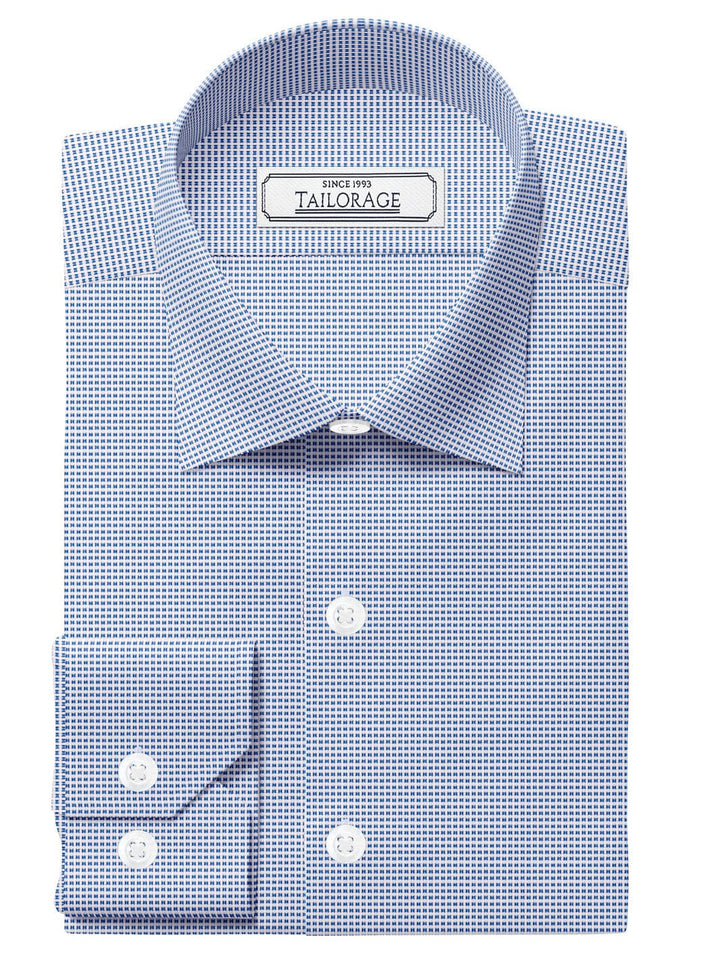 Custom Tailored Light Blue Pure Cotton Checked Shirt - CUS-10240