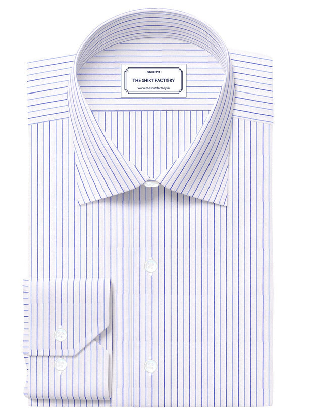 Customized Shirt Made to Order from Premium Giza Cotton Striped Fabric White - CUS-10239