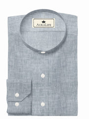Customized Designer Shirt Made to Order from Premium Linen Cotton Gray - CUS-10199