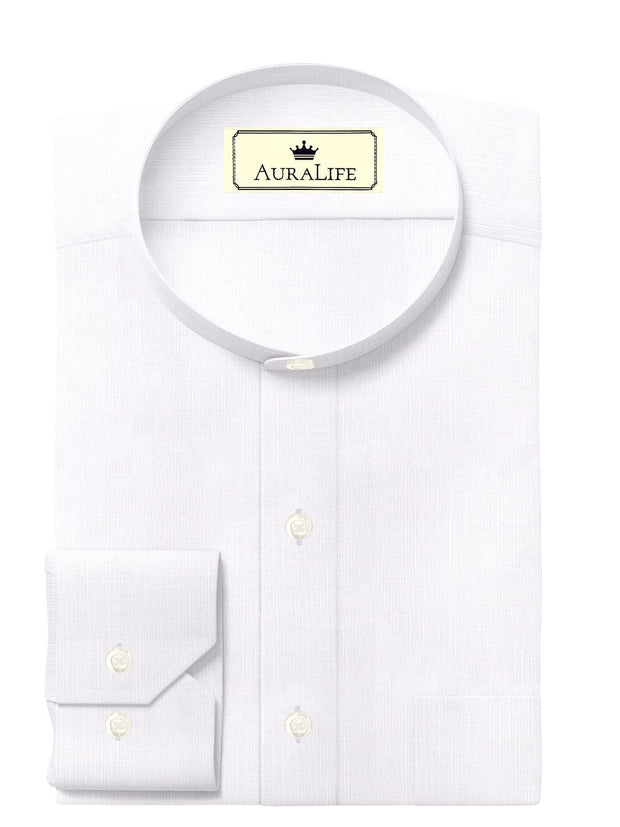 Customized Designer Shirt Made to Order from Premium Linen Cotton White - CUS-10198