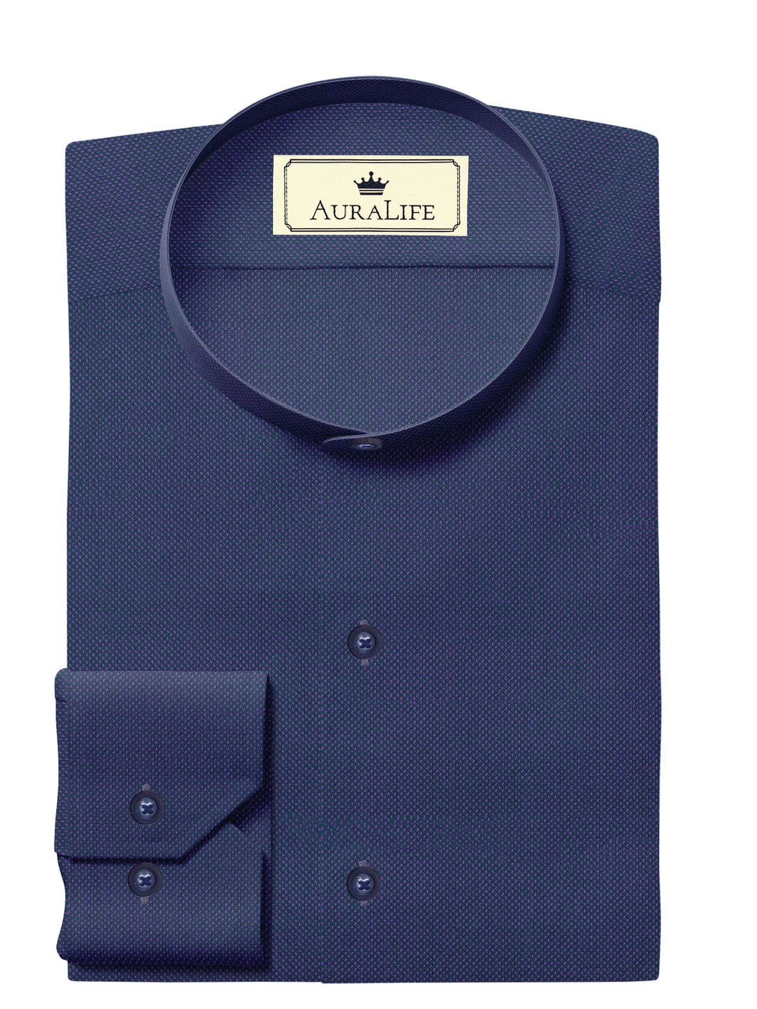 Custom Tailored Purple Blue Plain Cotton Shirt - CUS-10180