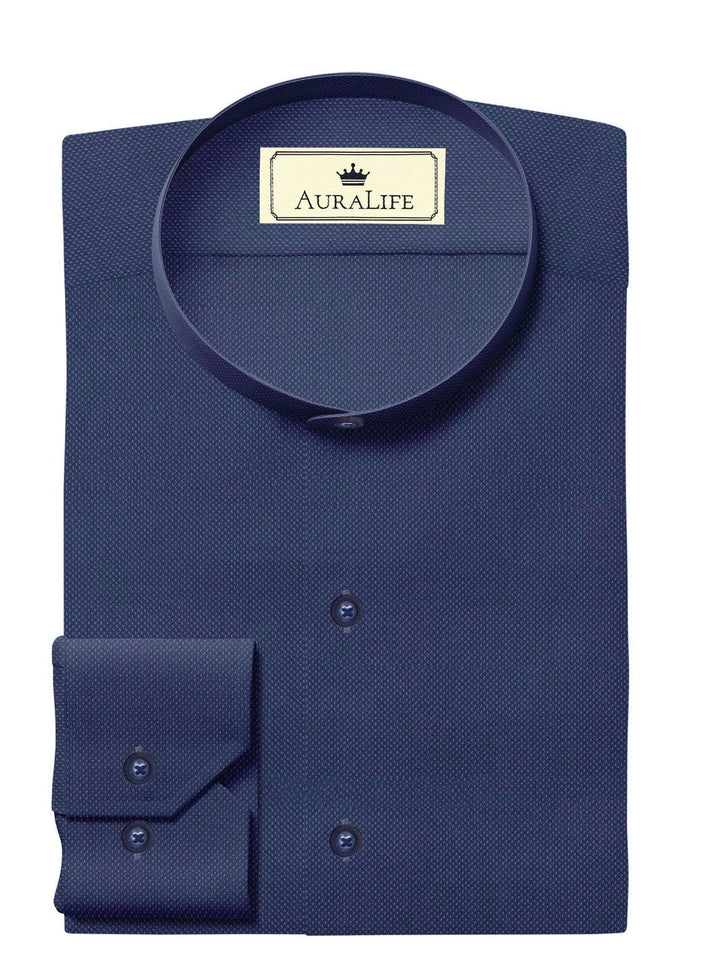 Custom Tailored Purple Blue Plain Cotton Shirt - CUS-10180