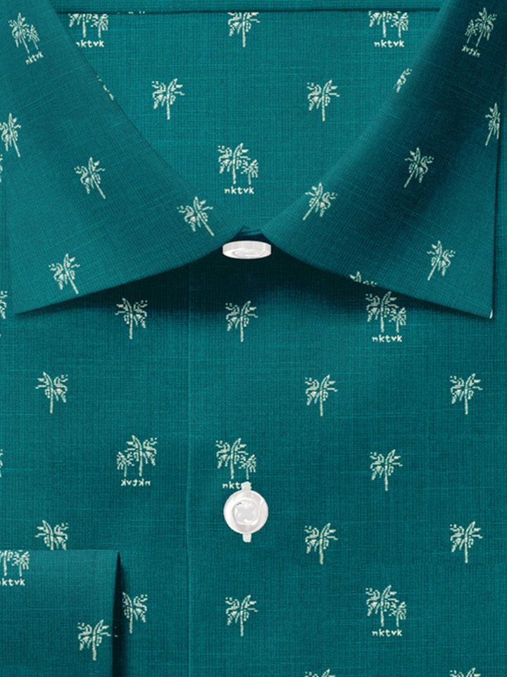 Men's Cotton Green Printed Shirt (10146)