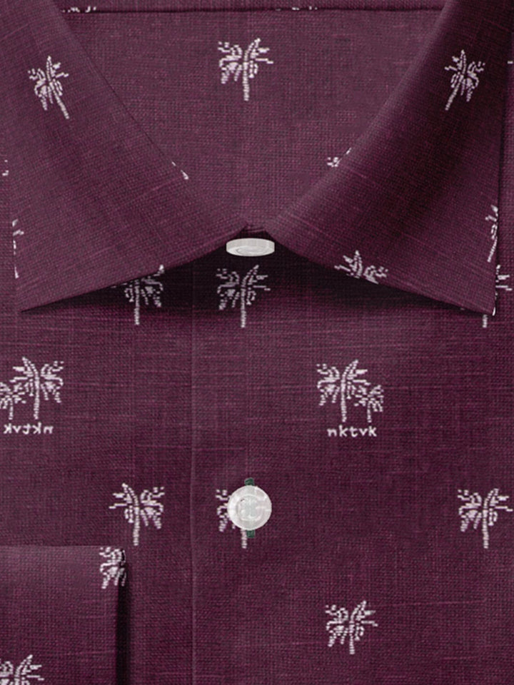 Men's Cotton Maroon Printed Shirt (10148)