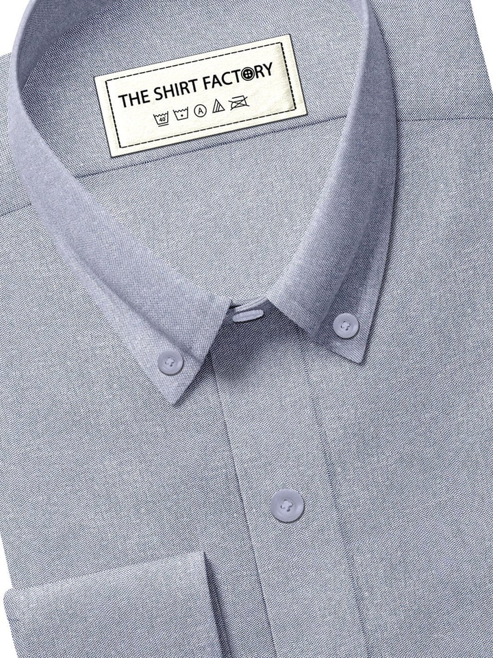 Men's Premium Cotton Grey Blue Plain Shirt (10405)