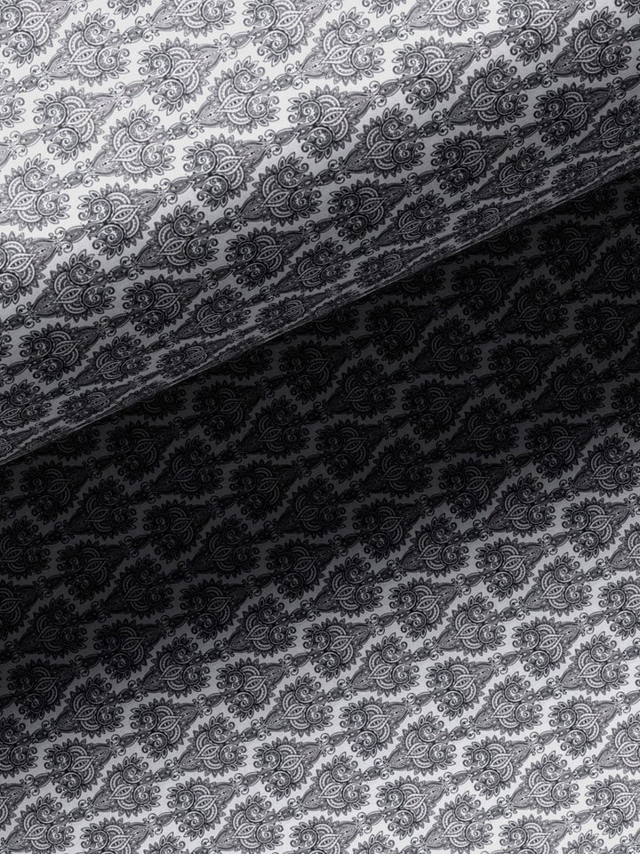 Custom Tailored Grey Printed Cotton Shirt - CUS-10430