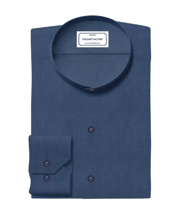 Men's Premium Cotton Blue Plain Shirt (10372)