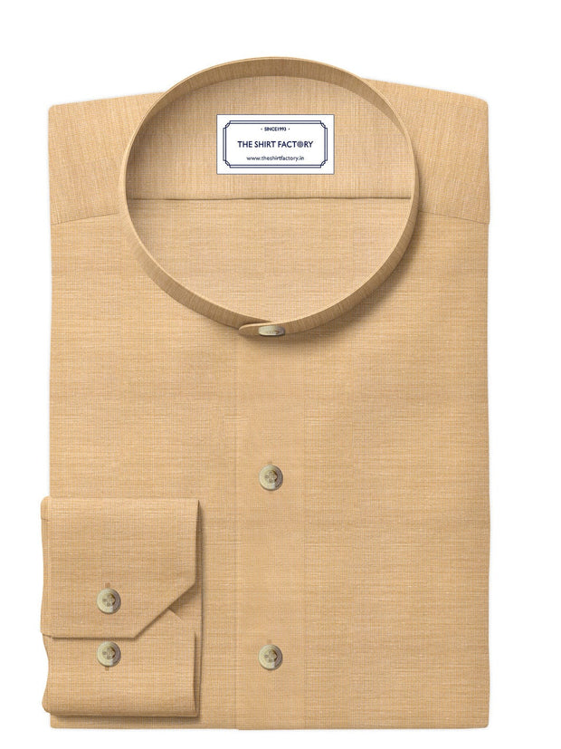 Customized Shirt Made to Order from Premium Giza Cotton Plain Fabric Bright Yellow - CUS-10226