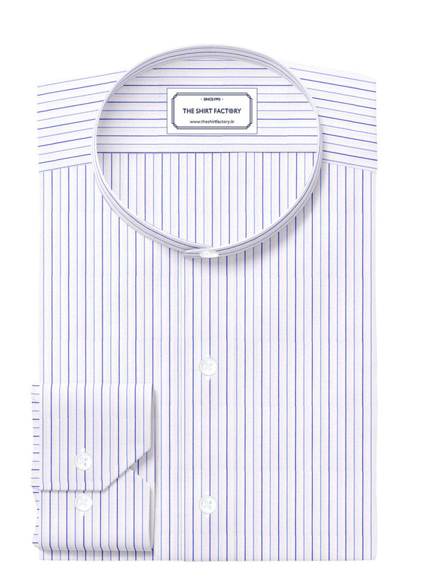 Customized Shirt Made to Order from Premium Giza Cotton Striped Fabric White - CUS-10239
