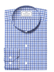 Customized Shirt Made to Order from Premium Cotton Checks Fabric Blue and White - CUS-10255