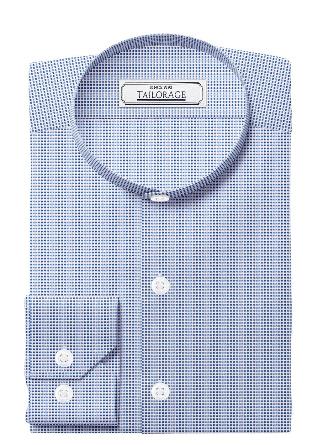 Custom Tailored Light Blue Pure Cotton Checked Shirt - CUS-10240