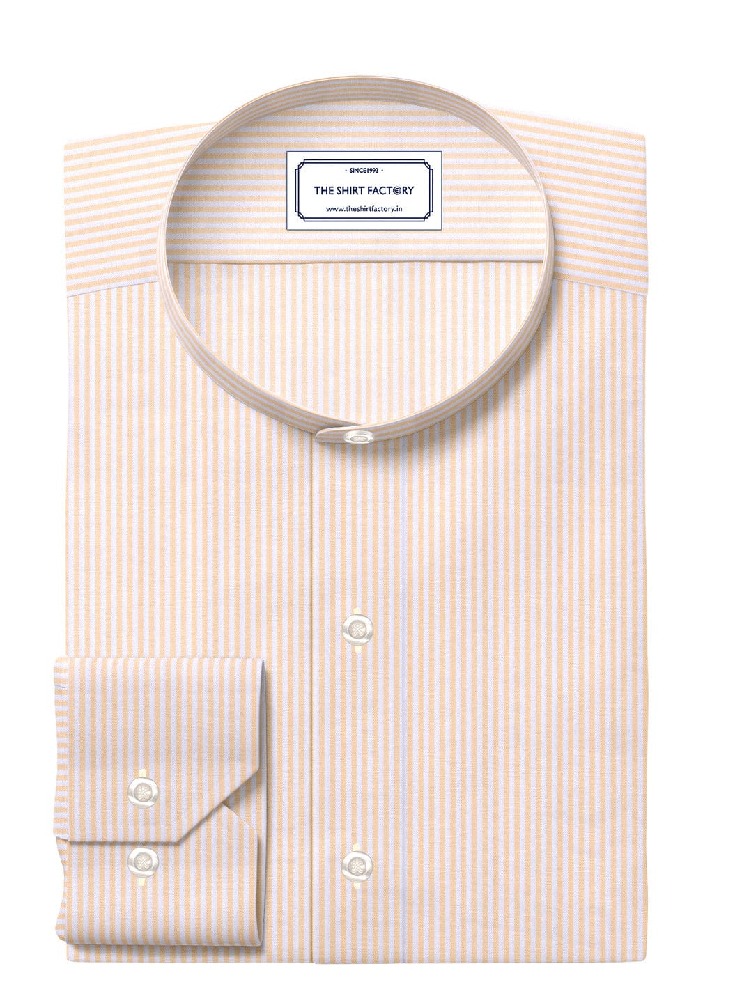 Custom Tailored Cream Pure Cotton Checked Shirt - CUS-10208