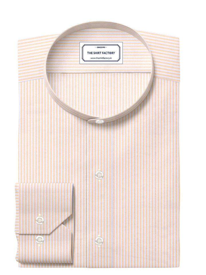 Custom Tailored Cream Pure Cotton Checked Shirt - CUS-10208