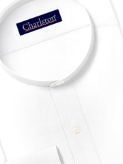 Cotton Plain Shirt With Mandarin Chinese Bend Collar for Men White (10193-MAN)
