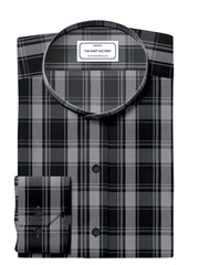 Customized Shirt Made to Order from Premium Cotton Checks Fabric Black - CUS-10250