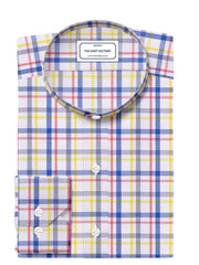Customized Shirt Made to Order from Premium Cotton Checks Fabric White and Blue- CUS-10251
