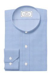 Customized Shirt Made to Order from Premium Giza Cotton Checks Fabric Sky Blue - CUS-10212