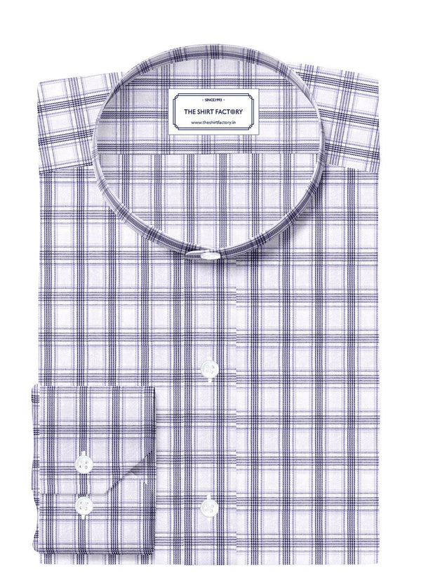 Customized Shirt Made to Order from Premium Cotton Checks Fabric Purple and White - CUS-10258
