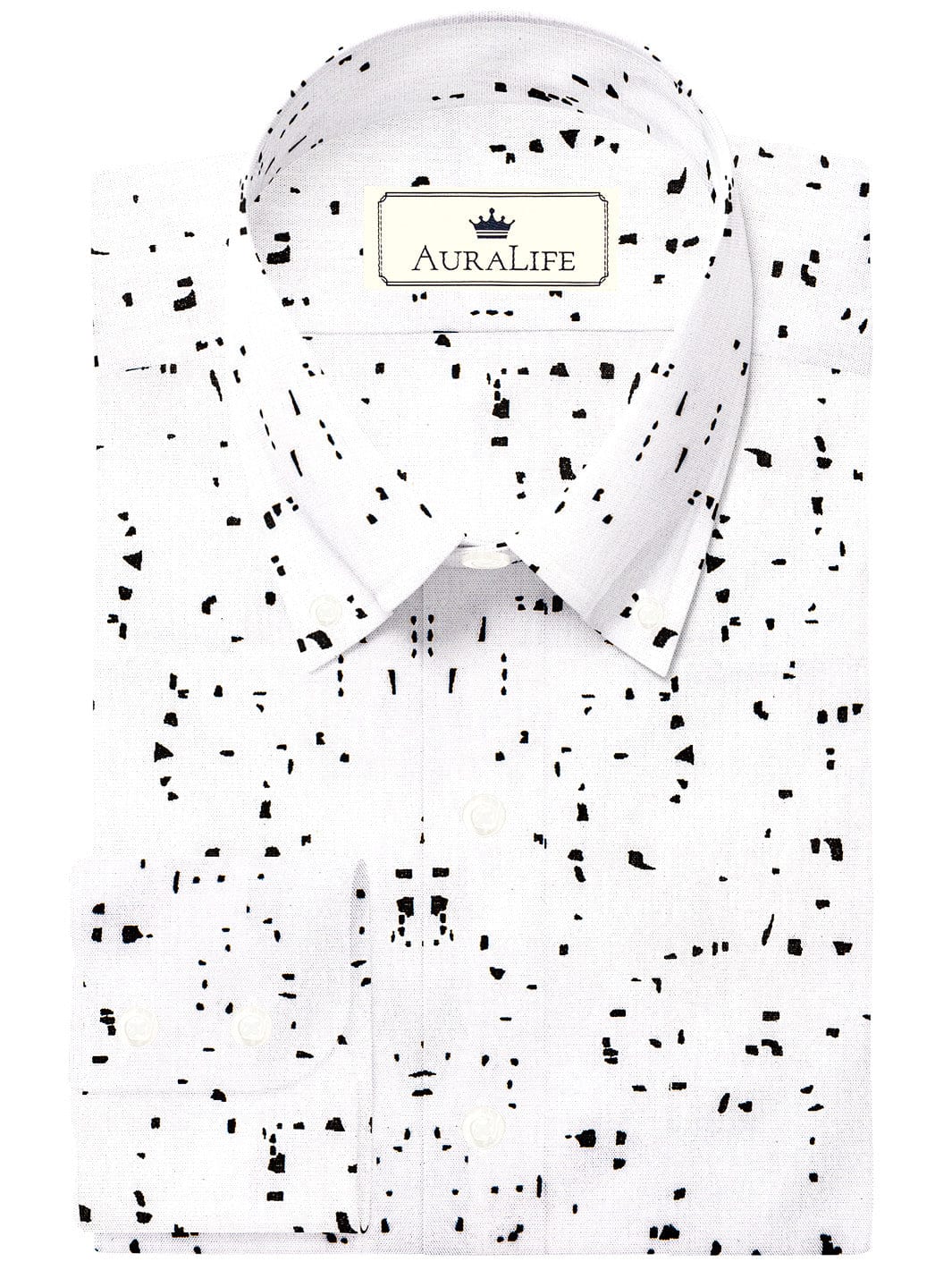 Men's Cotton White Printed Shirt (10416)