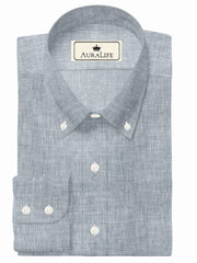 Customized Designer Shirt Made to Order from Premium Linen Cotton Gray - CUS-10199