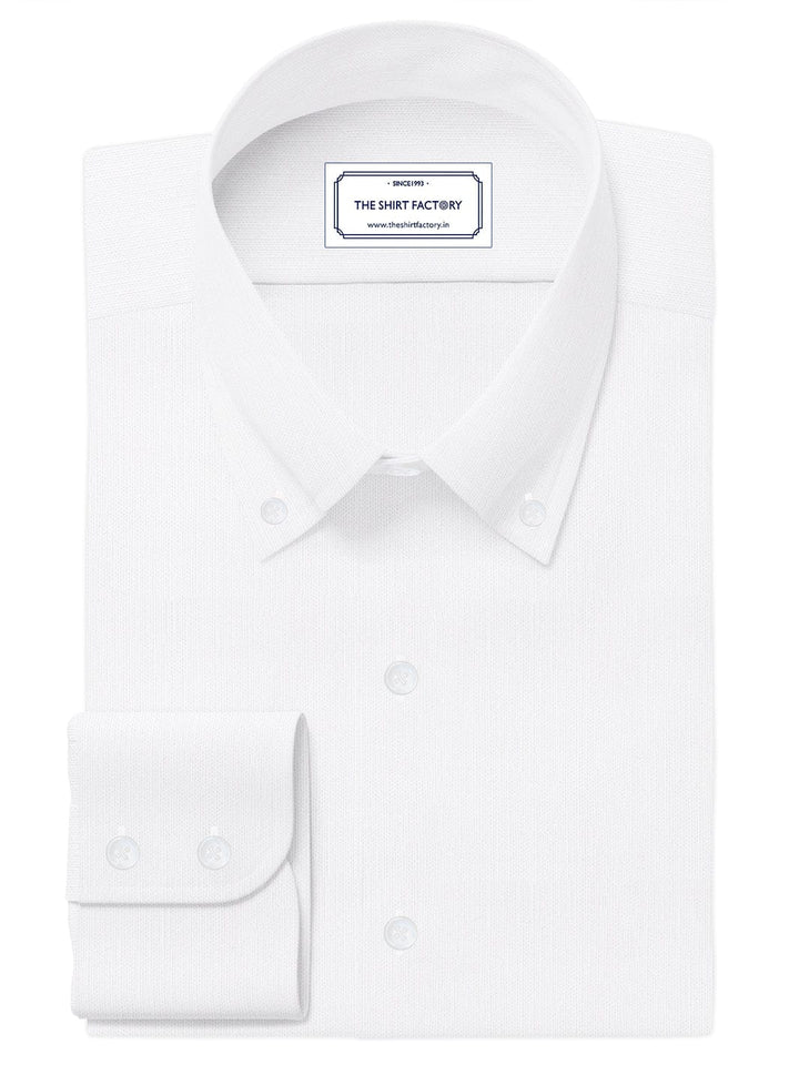 Custom Tailored Off White Plain Cotton Shirt - CUS-10141