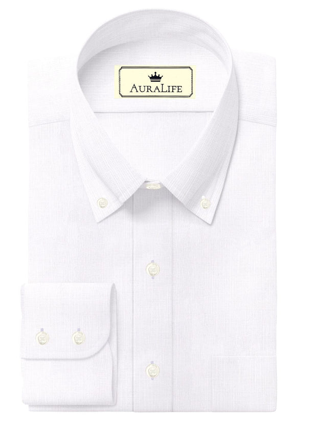 Customized Designer Shirt Made to Order from Premium Linen Cotton White - CUS-10198