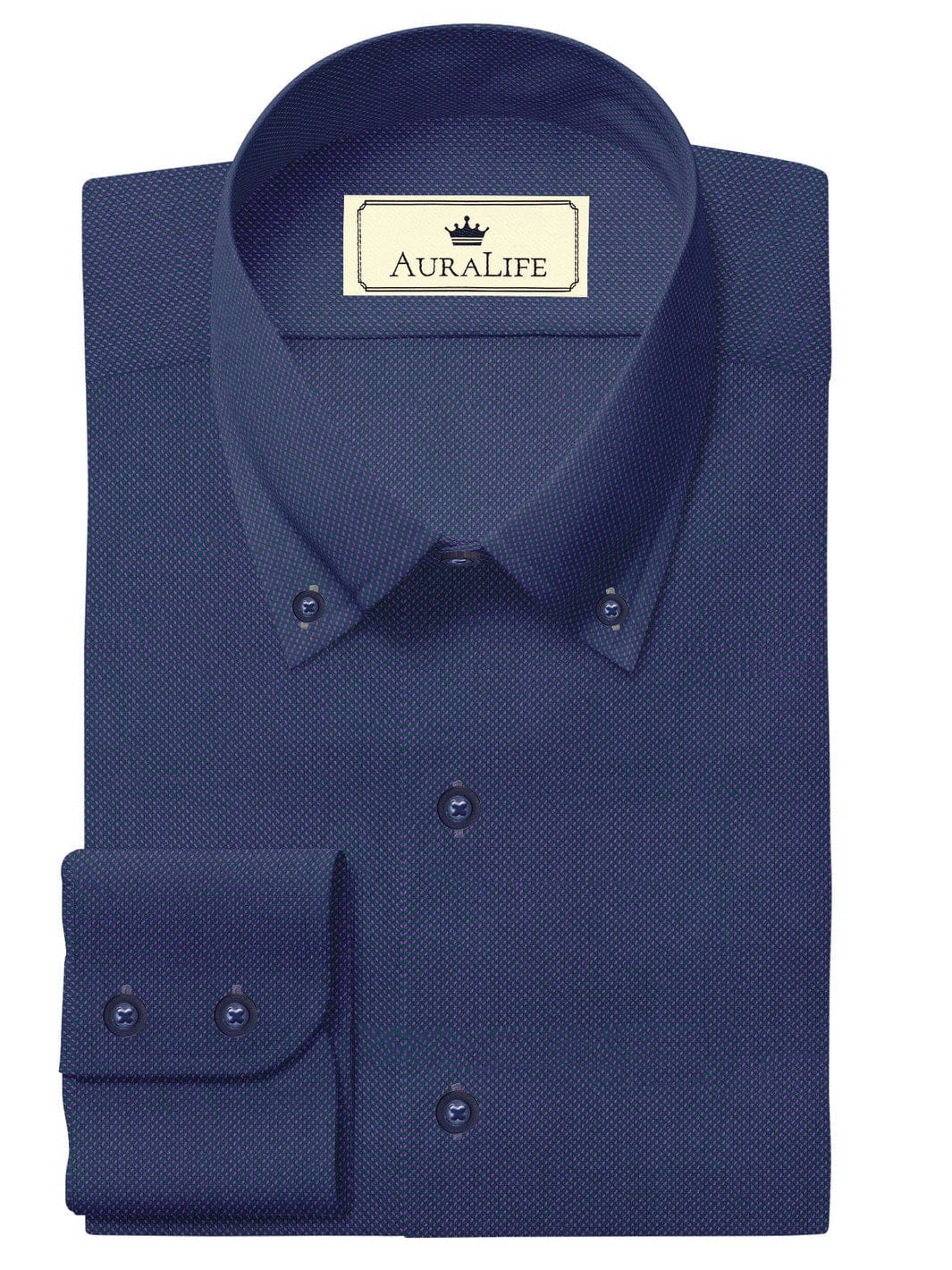 Custom Tailored Purple Blue Plain Cotton Shirt - CUS-10180
