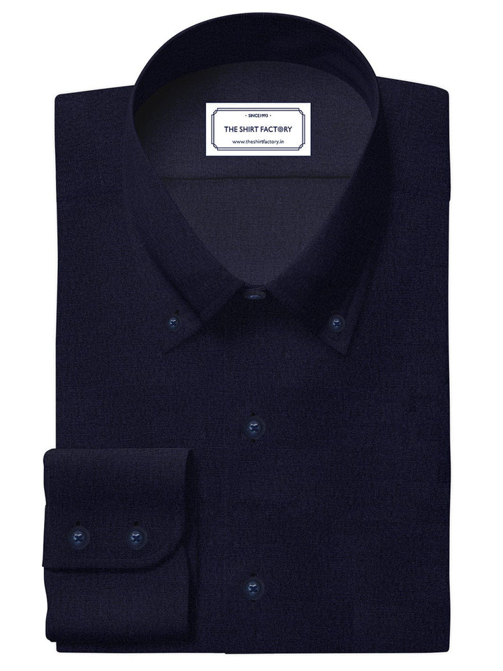 Men's Premium Cotton Navy Blue Plain Shirt (10341)