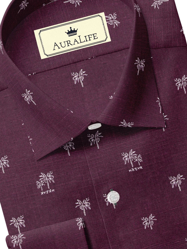 Men's Cotton Maroon Printed Shirt (10148)