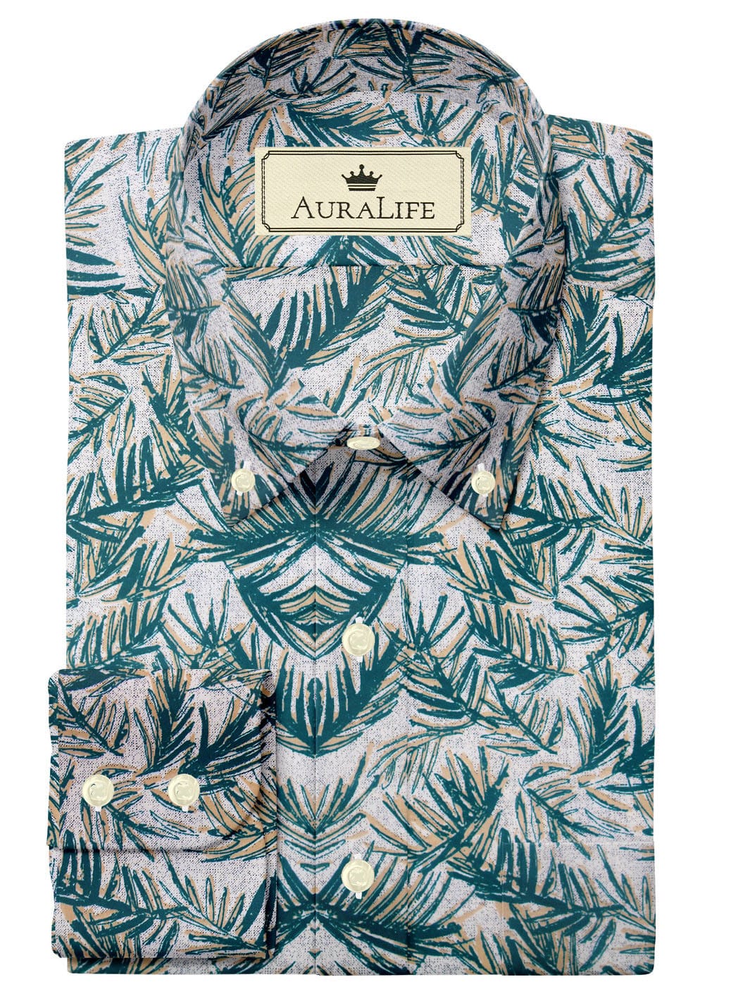 Custom Tailored Green Printed Cotton Shirt - CUS-10179