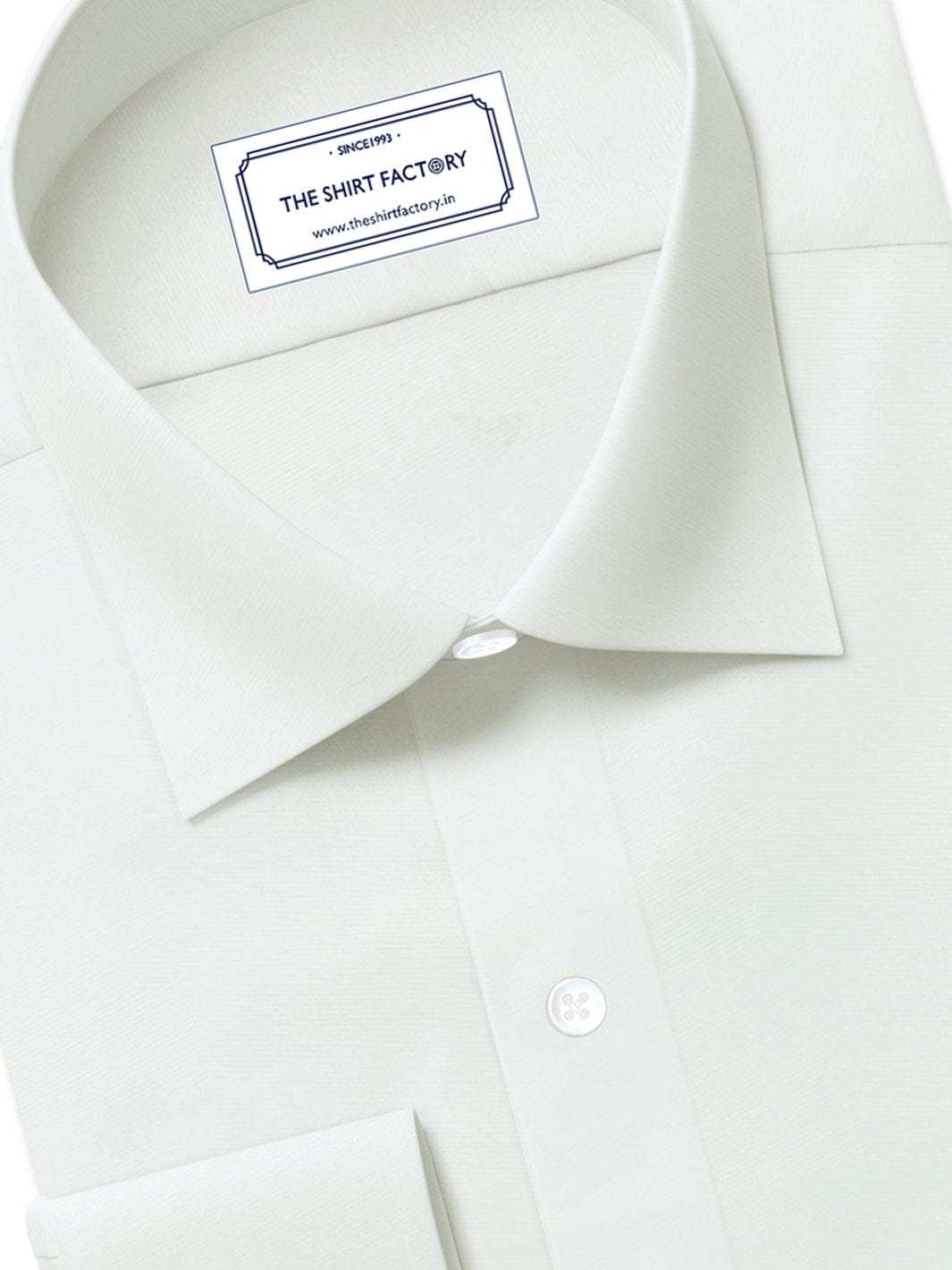 Custom Tailored Off White Plain Cotton Shirt - CUS-10307