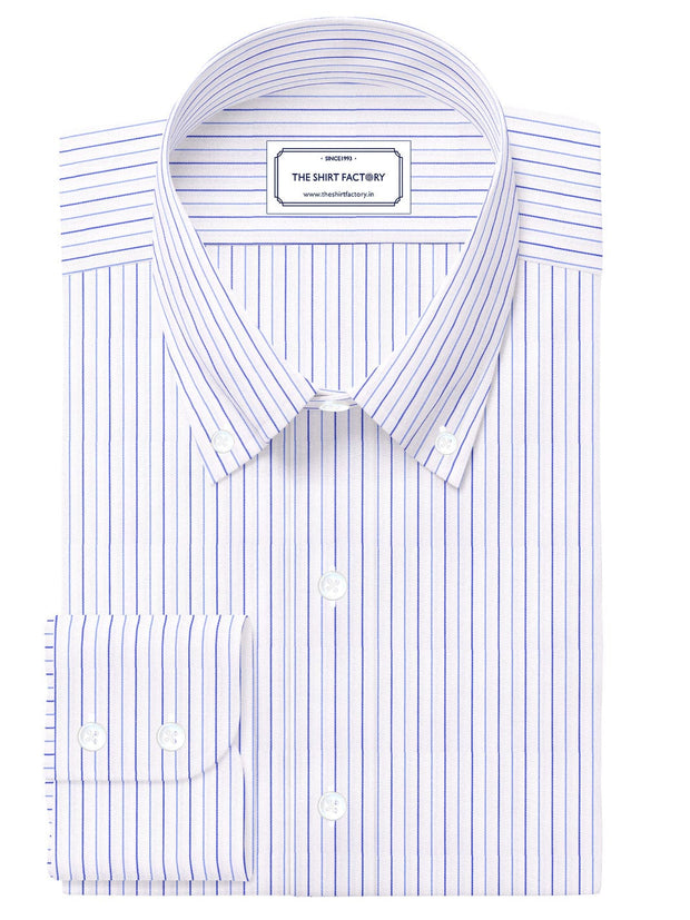 Customized Shirt Made to Order from Premium Giza Cotton Striped Fabric White - CUS-10239
