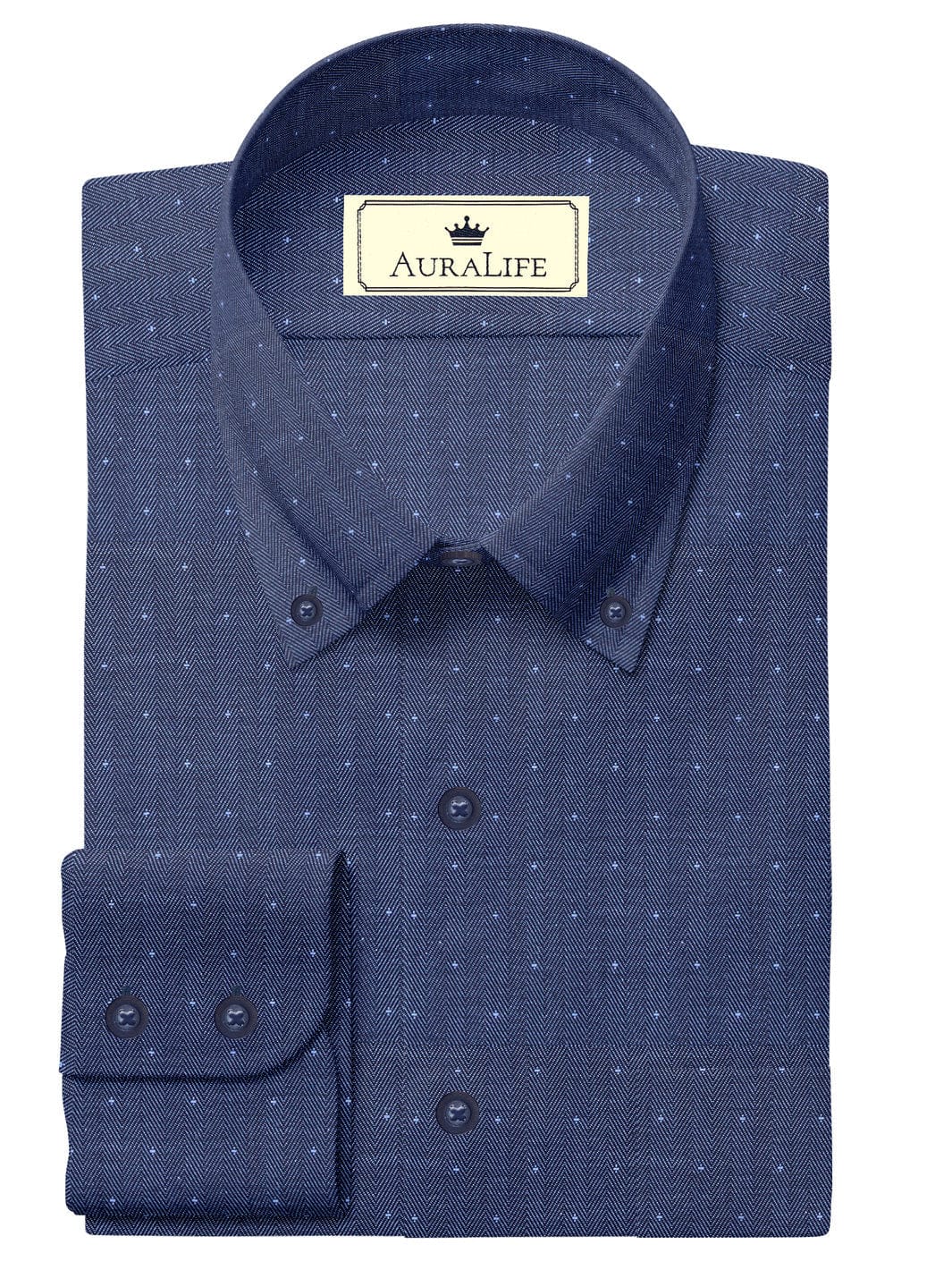 Custom Tailored Blue Printed Cotton Shirt - CUS-10027